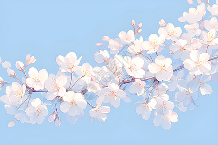 白色樱花绽放春樱插画