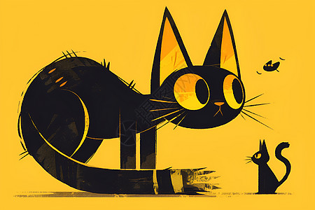 可爱黄色背景艾迪的彩虹猫插画
