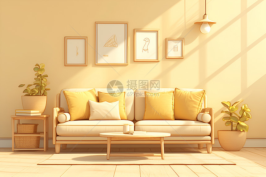 阳光下的舒适居室图片