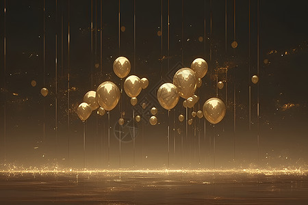 浮空的金色气球图片