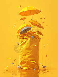 雨中纸袋上的雨伞图片