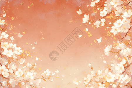 飘散的花瓣粉色浪漫花朵背景插画