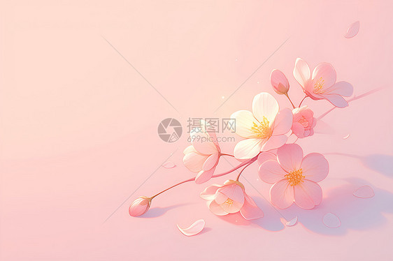 孤独淡雅的粉色花枝图片