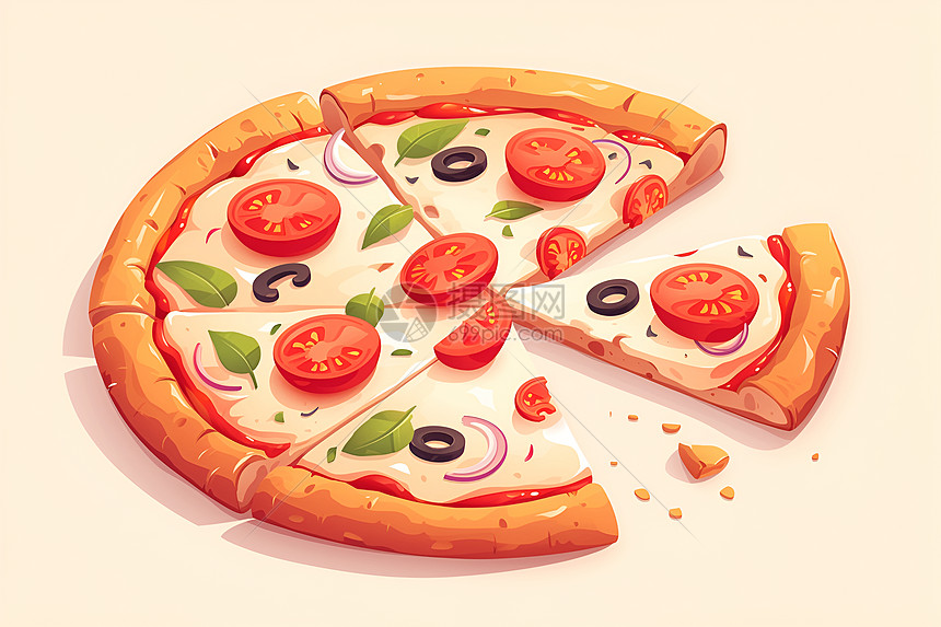 彩色矢量插画披萨图片