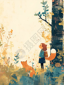 女孩和狐狸图片