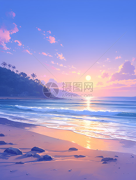 海滩黎明的美景图片