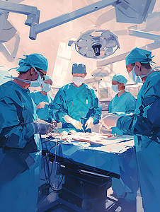 医疗团队外科医生手术现场插画