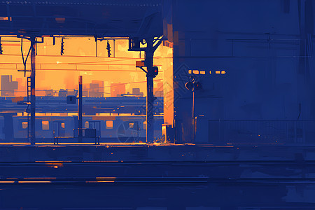 夜幕降临时车站背景图片