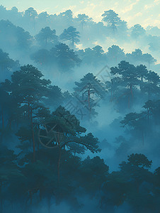 被迷雾笼罩的森林图片