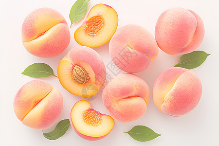 桃子成熟的水蜜桃插画