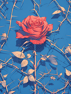 刺藤间的玫瑰图片