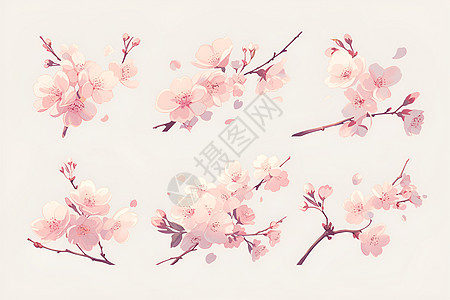 粉色樱花枝上的花图片
