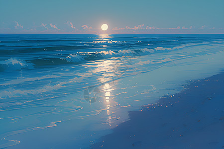 月光下的宁静沙滩图片