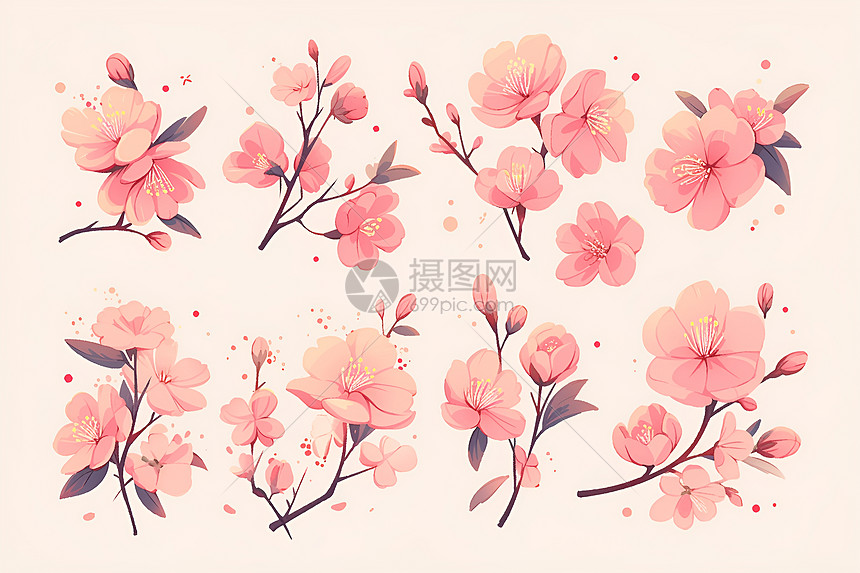 美的粉色花卉图片