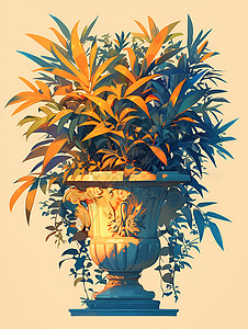 花盆里茂密的植物背景图片