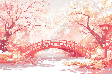 桃花桥上的美景图片