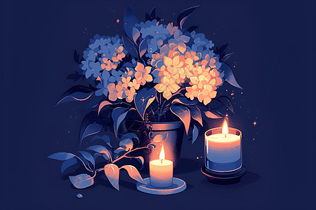 花盆下的蜡烛图片