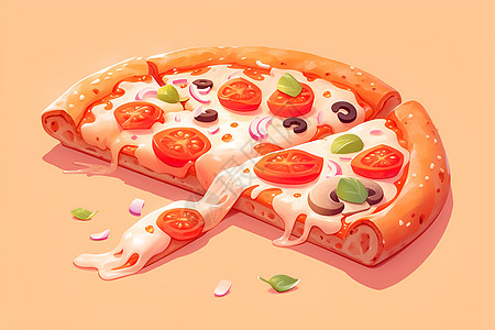 披萨上的美味馅料图片