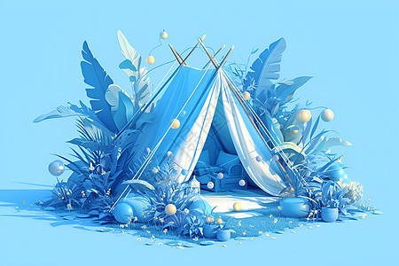 可爱蓝色帐篷图片