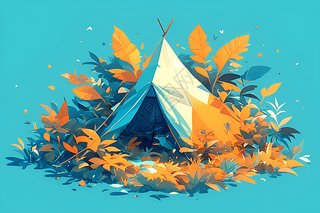 秋日户外的帐篷图片