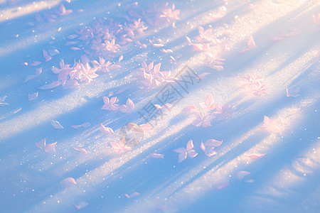 雪地上的花瓣图片