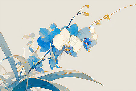 清新蓝白的兰花图片