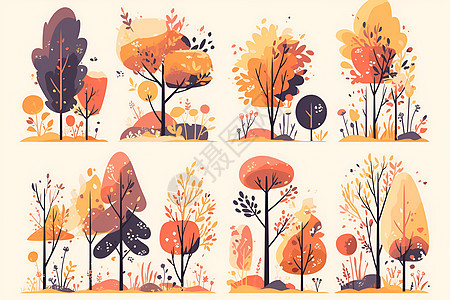 秋天的森林树木图片
