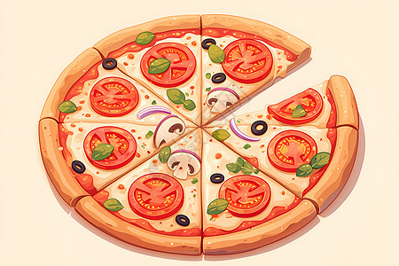 美味的蔬菜披萨图片
