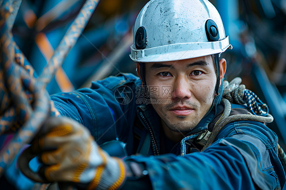 阳光照耀下中国男工人图片