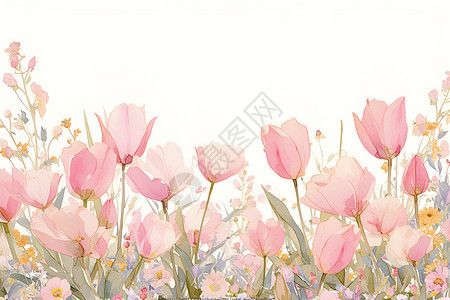 粉色郁金香欢快的生长图片