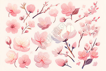 粉色樱花排列着图片