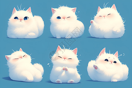 愉快的白猫表情合集图片