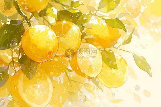 阳光下的柠檬树图片