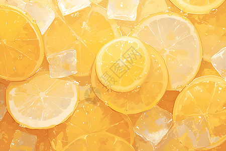 柠檬和冰块的交融图片