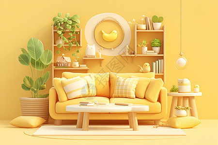 黄色沙发的空间设计图片