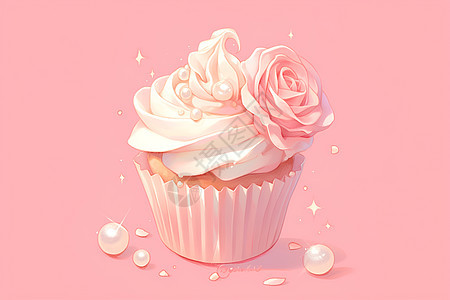 奶油蛋糕上的玫瑰花图片
