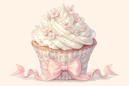 奶油蛋糕上的花朵图片