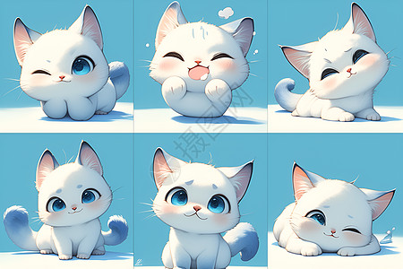 可爱白猫的情绪画集图片