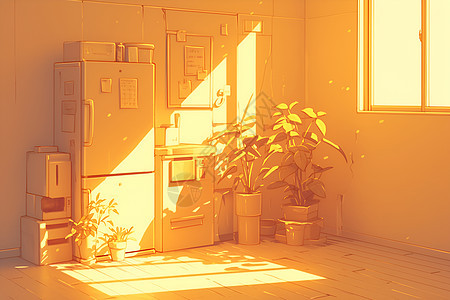 静谧温暖的现代室内阳光图片