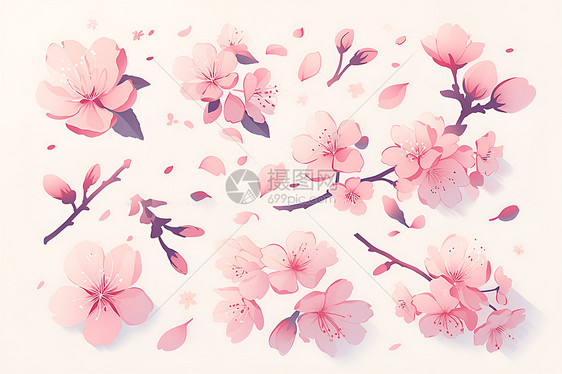 樱花盛开的粉色背景图片
