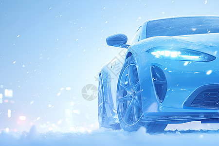 雪地中的交通汽车图片