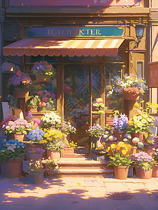 花店门口的花卉图片