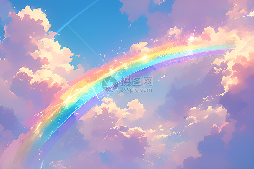 空中的彩色彩虹图片