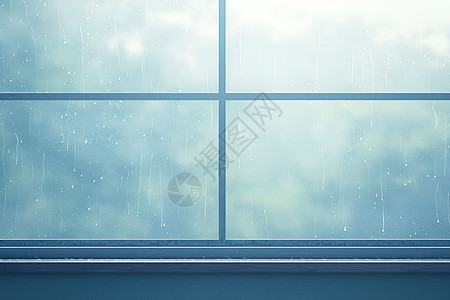 窗上的雨滴插画图片