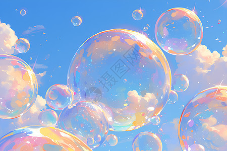 梦幻的气泡插画图片