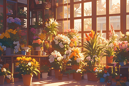 花店中的盆栽图片