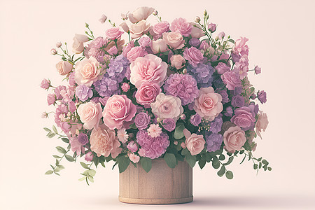 花瓶中紫色玫瑰图片
