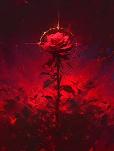 玫瑰杆漂亮的红玫瑰插画