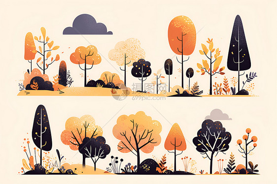 秋天彩色的树林图片