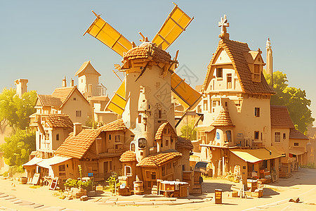 童话世界的风车图片